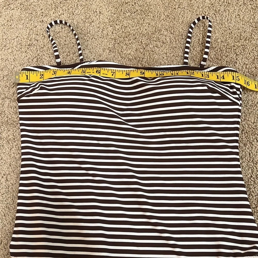 New! J. CREW Size 10 Brown striped one piece bandeau swimsuit